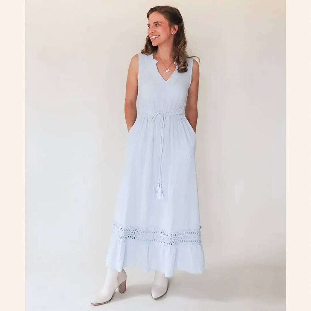 NEW HAHA MAMA lace cutout mommy in pale blue